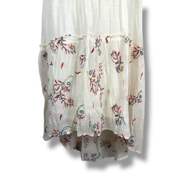 Anthropologie Dress Womens Medium Petite Boho Cottage Embroidered Floral Tiered - Picture 7 of 12